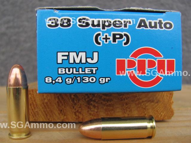 50 Round Box - 38 Super +P 130 Grain FMJ Prvi Partizan Ammo - PPH38SU